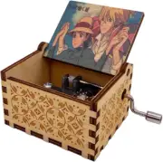 Music Box Howl Engraved Wood Musical Box Hand Cranked Gift Box for Christmas,Bir
