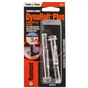Ramset DynaBolt Plus HEX HEAD BOLT 2Pcs Stainless Steel-10x75, 10x100 Or 12x60mm