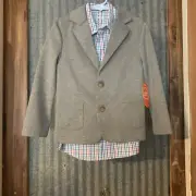 Wonder Nation Boys 2 pc Jacket Long Sleeve Shirt Button Up Size 4 NWT