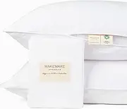 Organic Cotton Pillow Protector Zippered Standard | GOTS Certified Cotton Pillow Case White with Pearl Piping Protects from Dirt, Dust Mites, Allergens & Spills | Standard 21x26 | Set of 2 | PC018