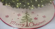 Jaclyn Smith 48" Christmas Tree Skirt Tan Woven Fabric & Christmas Tree - NIP!
