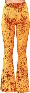 [Daisy Del Sol] Crushed Velvet High Waisted Comfy Soft Stretch 70s Yoga Loungewear Bell Bottom Flare Pants