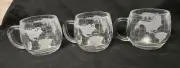 Set of 3 Vintage Nestle World Map Glass Mugs Coffee Cups
