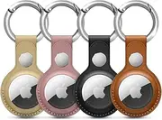 New Apple Airtag Leather Keychain for Apple Airtags | Leather Cases in Multi Colors, Durable and Easy to Clean Protective Holders Compatible with Apple Air Tag (Gold - Rose Gold - Black - Brown)