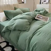 GGP Green Blue Solid Color Solid Color Solid Color 1.5M Bed Fitted Sheet Set With 200X230Cm Duvet Cover 4 Piece Bedding Set