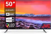 JVC 50 Inch Smart TV | 4K UHD Android TV with QLED Edgeless Display | Voice Assistance & Chromecast Built-in | Netflix, Disney Plus, Prime Video + More Apps | 3X HDMI, USB Ports (AV-HQ507115A11)