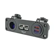 Hulk 4x4 Triple Flush Mount Housing 50Amp Anderson Style Plug & Acc,Usb & Blu Led - HU7010B