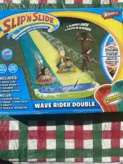 Wham-O SLIP N SLIDE WAVE RIDER DOUBLE INFLATABLE WATER SLIDE RACE KID FUN PARTY