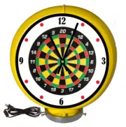 Darts Game Room WBG Yellow Lighted Gas Pump Globe Advertising Style Quartz Clock
