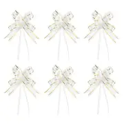 100Pcs 13" Pull Bows Ribbon Gift Wrapping String Decorative Bow Tie White