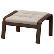 POÄNG footstool, brown/Gunnared beige