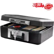 Fireproof Safe Box with Key Lock, Chest Safe with Carrying Handle to Secure V...