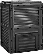 Costway Outdoor Compost Bin 300L for Kitchen Waste & Garden Scraps, Fast Creation of Fertile Soil Aerating Box W/Top Flip Door & Latch-on Lid, BPA-Free & All-Season Garden Composter (Black)