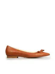 Brown Leather Pointed-Toe Flats