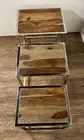 Set of Three 21 Silver And Brown Solid Wood Nested Tables
