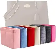 [Generic] Xoppia Bag Organiser compatible with Mulberry Lily Chain Tote. Felt Insert Liner for Women Tote Handbag. (Brown, Style B: Side Zipper)