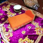 [RMCG Traders] Laddu Gopal ji Bed | Wooden Soft Velvet Bed for Krishna Ji | Bed for Kanha Ji/Thakur Ji (Size 1 to 4 No) (Orange)