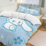 v263 Cinnamoroll 3-Piece Twin Bed Set - Includes 1 Single Comforter And 2 Pillowcases Bedding - Fade Resistant Microfiber - Cinnamoroll io263