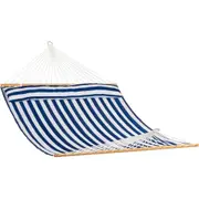 Whitsunday King Quilted Hammock in Hamptons Stripe - Beautiful Spreader Bar Hammock in Polyester - All Weather Large Sized Hammock - by Pacific Hammocks