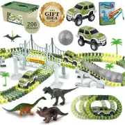 Dinosaur World Race Track Set Road-Building Adventure Set w/ Toy Cars & Figures