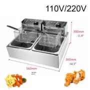 2500W 6/12L Electric Deep Fryer Stainless Steel Commercial Restaurant Fry Basket