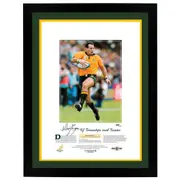 Australian Wallabies David Campese Signed "Goosestep" Action Photo Framed