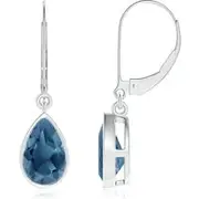 Bezel-Set Pear London Blue Topaz Leverback Drop Earrings
