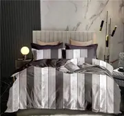Brown Timber Strip Quilt Doona Duvet Cover Pillow Case Set