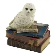 Snow Owl On Books Trinket Box - Animal Statue