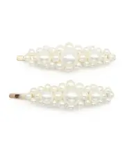 [Morgan & Taylor] Avah Beaded Pearl Hair Clip Set in Pearl