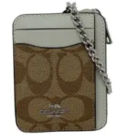 NEW Authentic COACH Signature Zip Around Coin Bag Card Case ID Wallet Khaki/Sage