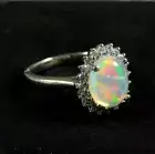 Natural Ethiopian Opal Ring 925 Sterling Silver Opal Cluster Ring For Her