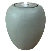 PROTEGE Pot Style Solar Water Feature Fountain, with Panel Kit, LED Lights, Light Grey