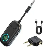 Bluetooth 5.3 Transmitter & Receiver for Airplane/Car/TV‌Dual Mode Wireless Audio Adapter with USB-C & 3.5mm AUX‌，Low Latency Gaming