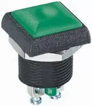 Apem PUSH BUTTON SWITCH 2A 250V AC Momentary SPST Screw Terminal, Square GREEN