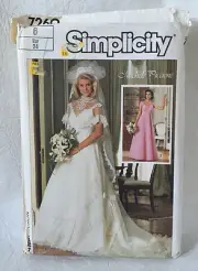 7260 Simplicity UNCUT Wedding and Bridesmaid DRESSES Pattern Size 6 1985