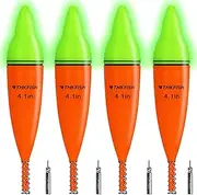 THKFISH 4PCS LED Lighted Fishing Bobbers Fishing Floats for Night, Spring Bobber Float Saltwater Freshwater Lighted Floats Glow for Crappie Walleye Catfish