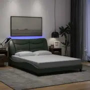 vidaXL Bed Frame with LED without Mattress Dark Grey 137x187 cm Double Fabri HEE