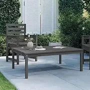 Garden Table Grey Solid Pine Wood Outdoor Height, Top Dining, Foldable, Round, for Patio, 121x82.5x45 cm