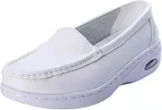 [APLVFFZH] Nurse Shoes for Men Women PU Leather White Step in Casual Shoes Nurse Loafers Nurses Day Gift Nursing Shoes EVA Kitchen Shoes