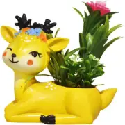 Artificial Plants Artificial Succulent Plant Resin Pot Animal Deer Shape Set of
