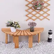 Outdoor Bench Wooden with Slatted Seat, All-Weather Garden Half Round Benches Front Porch Tree Bench Wrap Around Seating for Yard Patio Entryway Park Outside(Round)