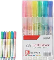 Highlighter Markers | 6X Oblique Tip Highlighters, Multifunctional Pastel Highlighter Set, Aesthetic Glitter Markers for Note-taking
