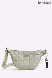 River Island Green Soft Scoop Quilted Cross-Body Bag (637279) | $66