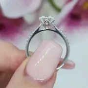 1.00 CT 925 SilverForever Moissanite 6 Prong Tulip Ring Floral engagement Ring