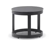 Outdoor Hugo Outdoor Round Ceramic And Aluminium Side Table - Outdoor Tables - Charcoal