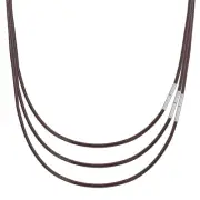 16"/18"/20" Leather Necklace Cord, 2mm Braided Leather Cord, Brown/Silver