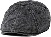 [LAIFEKE] Unisex Washed Cotton Plain Newsboy Flat Octagonal Cap Ivy Gatsby Cabbie Hat