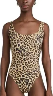 Norma Kamali women's Marissa One Piece Swimsuit - size Large - Cheetah print