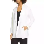 NWT Eileen Fisher White Notch Collar Organic Linen Blazer Size Medium